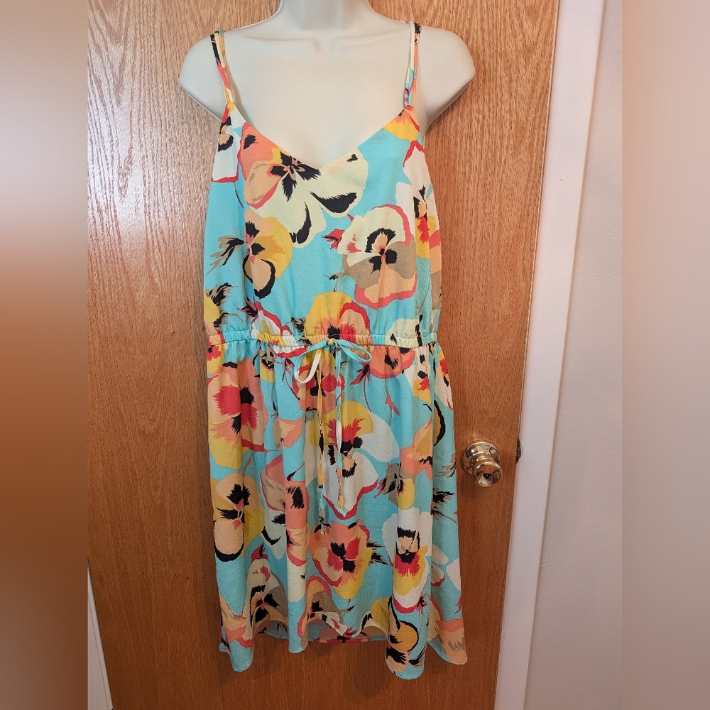 High Low Pansy Print Dress